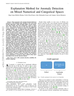 Explanation Method for Anomaly Detection on Mixed Numerical and
  Categorical Spaces
