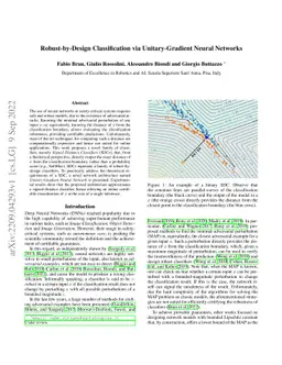 Robust-by-Design Classification via Unitary-Gradient Neural Networks