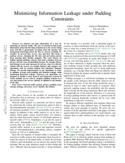 Minimizing Information Leakage under Padding Constraints