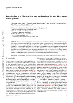 Investigation of a Machine learning methodology for the SKA pulsar
  search pipeline