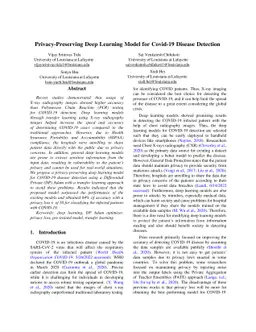 Privacy-Preserving Deep Learning Model for Covid-19 Disease Detection