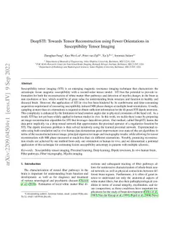 DeepSTI: Towards Tensor Reconstruction using Fewer Orientations in
  Susceptibility Tensor Imaging
