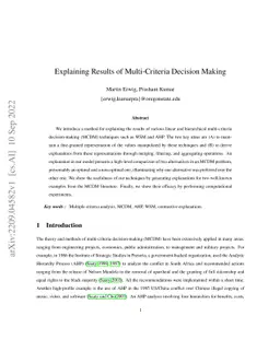 Explaining Results of Multi-Criteria Decision Making