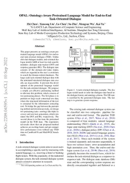 OPAL: Ontology-Aware Pretrained Language Model for End-to-End
  Task-Oriented Dialogue