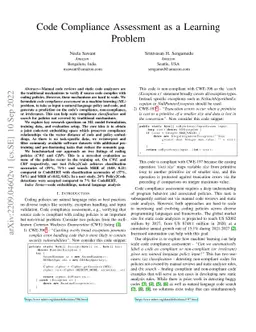 Code Compliance Assessment as a Learning Problem