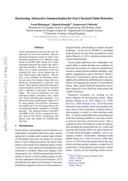 Harnessing Abstractive Summarization for Fact-Checked Claim Detection
