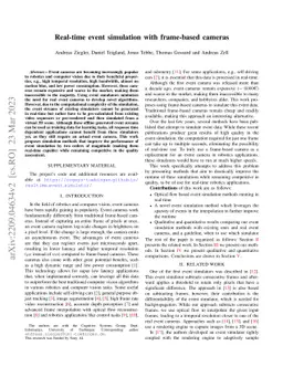 Real-time event simulation with frame-based cameras