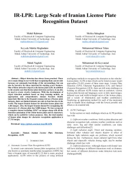 IR-LPR: Large Scale of Iranian License Plate Recognition Dataset