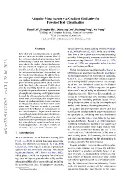 Adaptive Meta-learner via Gradient Similarity for Few-shot Text
  Classification