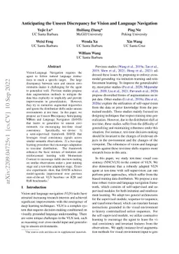 Anticipating the Unseen Discrepancy for Vision and Language Navigation