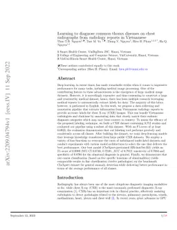 Learning to diagnose common thorax diseases on chest radiographs from
  radiology reports in Vietnamese