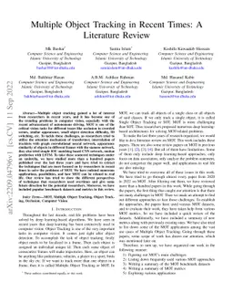 Multiple Object Tracking in Recent Times: A Literature Review