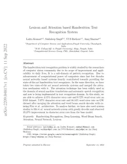 Lexicon and Attention based Handwritten Text Recognition System