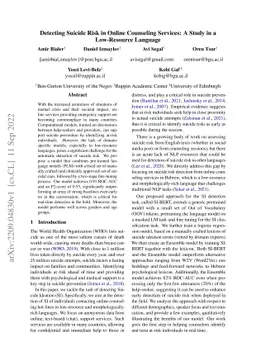 Detecting Suicide Risk in Online Counseling Services: A Study in a
  Low-Resource Language