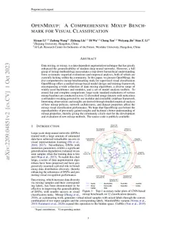 OpenMixup: A Comprehensive Mixup Benchmark for Visual Classification