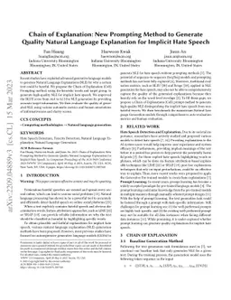 Chain of Explanation: New Prompting Method to Generate Higher Quality
  Natural Language Explanation for Implicit Hate Speech