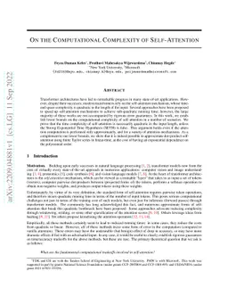 On The Computational Complexity of Self-Attention
