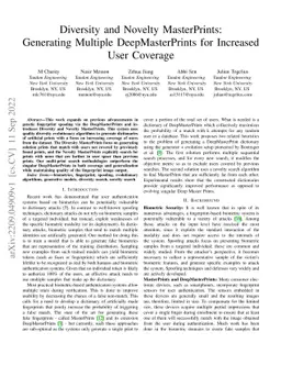 Diversity and Novelty MasterPrints: Generating Multiple DeepMasterPrints
  for Increased User Coverage