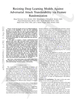 Resisting Deep Learning Models Against Adversarial Attack
  Transferability via Feature Randomization