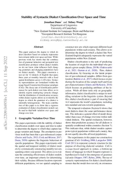 Stability of Syntactic Dialect Classification Over Space and Time