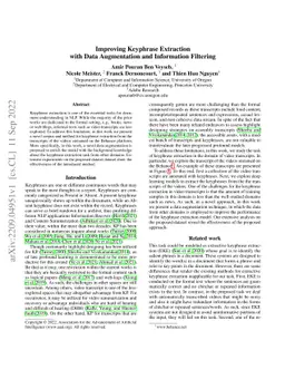 Improving Keyphrase Extraction with Data Augmentation and Information
  Filtering