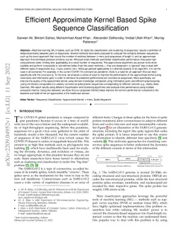 Efficient Approximate Kernel Based Spike Sequence Classification