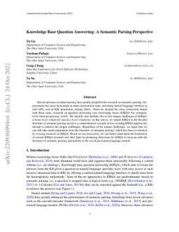 Knowledge Base Question Answering: A Semantic Parsing Perspective