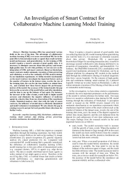 An Investigation of Smart Contract for Collaborative Machine Learning
  Model Training