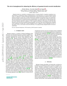 The role of entanglement for enhancing the efficiency of quantum kernels
  towards classification