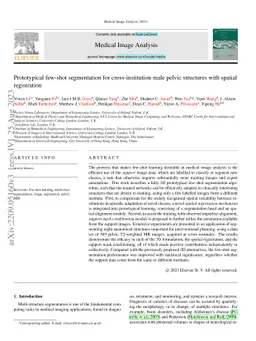 Prototypical few-shot segmentation for cross-institution male pelvic
  structures with spatial registration