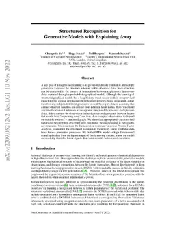 Structured Recognition for Generative Models with Explaining Away