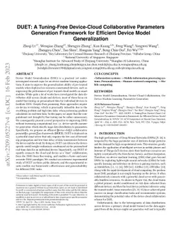 DUET: A Tuning-Free Device-Cloud Collaborative Parameters Generation
  Framework for Efficient Device Model Generalization