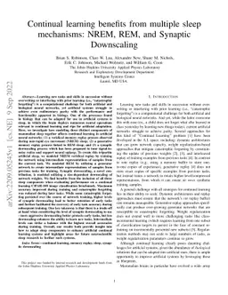 Continual learning benefits from multiple sleep mechanisms: NREM, REM,
  and Synaptic Downscaling