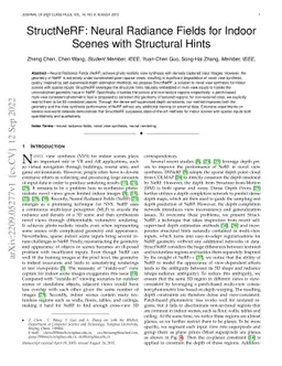 StructNeRF: Neural Radiance Fields for Indoor Scenes with Structural
  Hints