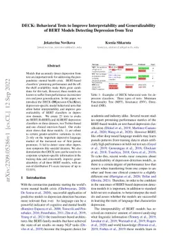 DECK: Behavioral Tests to Improve Interpretability and Generalizability
  of BERT Models Detecting Depression from Text