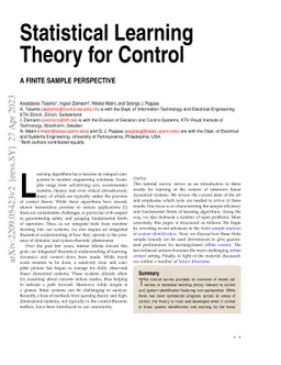 Statistical Learning Theory for Control: A Finite Sample Perspective