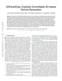 3DFaceShop: Explicitly Controllable 3D-Aware Portrait Generation