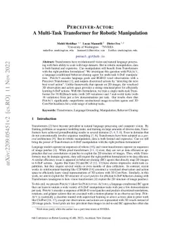 Perceiver-Actor: A Multi-Task Transformer for Robotic Manipulation