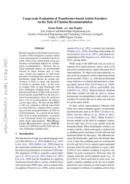 Large-scale Evaluation of Transformer-based Article Encoders on the Task
  of Citation Recommendation