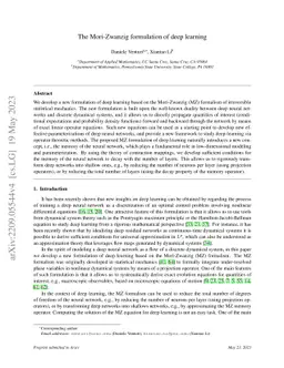 The Mori-Zwanzig formulation of deep learning