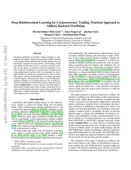 Deep Reinforcement Learning for Cryptocurrency Trading: Practical
  Approach to Address Backtest Overfitting