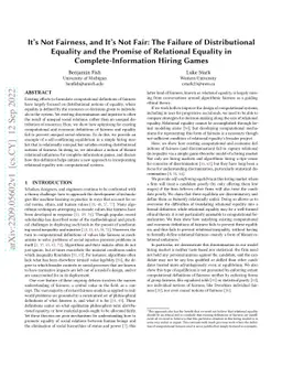 It's Not Fairness, and It's Not Fair: The Failure of Distributional
  Equality and the Promise of Relational Equality in Complete-Information
  Hiring Games