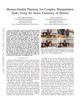 Human-Guided Planning for Complex Manipulation Tasks Using the Screw
  Geometry of Motion