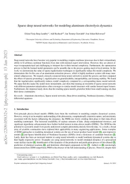 Sparse deep neural networks for modeling aluminum electrolysis dynamics