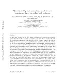 Quasi-optimal $hp$-finite element refinements towards singularities via
  deep neural network prediction