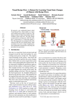 Visual Recipe Flow: A Dataset for Learning Visual State Changes of
  Objects with Recipe Flows