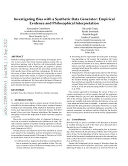 Investigating Bias with a Synthetic Data Generator: Empirical Evidence
  and Philosophical Interpretation