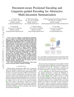 Document-aware Positional Encoding and Linguistic-guided Encoding for
  Abstractive Multi-document Summarization