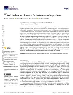 Virtual Underwater Datasets for Autonomous Inspections