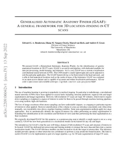 Generalised Automatic Anatomy Finder (GAAF): A general framework for 3D
  location-finding in CT scans